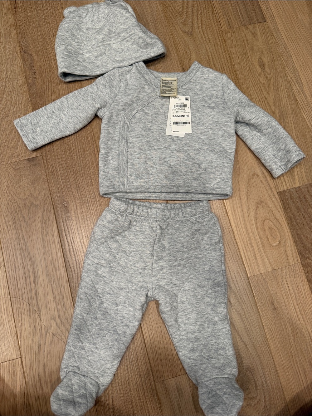 First Impressions Heather Gray Footed Sweatpants & Top Set